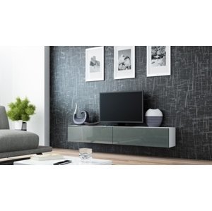 TV stolek Vigo 180 cm, bílá matná / šedá lesk