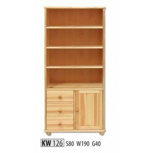 Knihovna KW126 masiv (Barva dřeva: Ořech)
