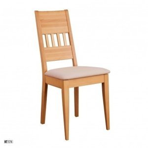 Jídelní židle KT174 masiv buk (Barva dřeva: Buk přírodní, Barva čalounění: Tmavě hnědá)