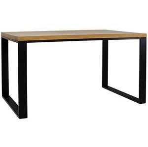 Jídelní stůl ST373 S160, šířka desky: 2,5cm, masivní dub (Barva dřeva: Dub bělený, Barva nožiček: Černá Matná)