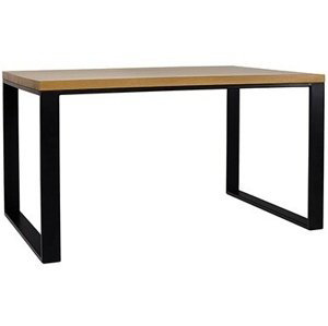 Jídelní stůl ST373 S220, šířka desky: 4cm, masivní dub (Barva dřeva: Dub bělený, Barva nožiček: Černá Lesklá)
