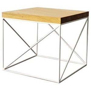 Konferenční stůl ST376 Š55, šířka desky: 4cm, masiv (Barva dřeva: Dub medový, Barva nožiček: Černá Matná)