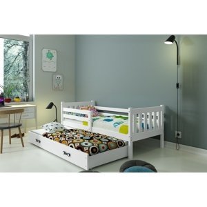 Dětská postel s přistýlkou CARINO 2 80x190 cm, bílá/bílá (Volba matrace: Pěnová matrace)