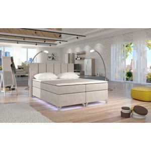 Postel Basilio Boxspring 160x200 cm s barevným LED podsvícením - Dora 21 (barva potahu)