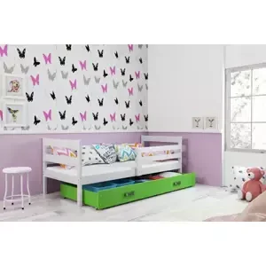 Dětská postel Eryk - 1 osoba, 80x190 s úložným prostorem – Bílá, Zelená