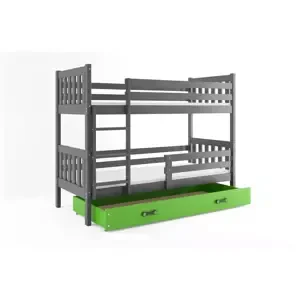 Patrová postel Carino - 2 osoby 80x190 s úložným prostorem – Grafitová, Zelená