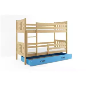 Patrová postel Carino - 2 osoby 80x190 s úložným prostorem – Borovice, Modrá