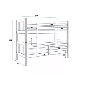 Patrová postel Carino - 2 osoby 90x200 bez úložného prostoru – Bílá,