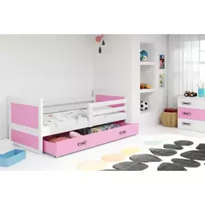 Dětská postel Rico 1 90x200, s úložným prostorem - 1 osoba - Bílá, Růžová