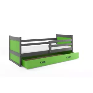 Dětská postel Rico 1 90x200, s úložným prostorem - 1 osoba - Grafit, Zelená