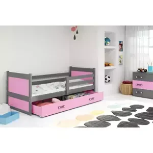 Dětská postel Rico 1 80x190, s úložným prostorem - 1 osoba - Grafit, Růžová