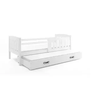 Dětská postel Kubus - 2 osoby, 90x200 s výsuvnou přístýlkou – Bílá, Bílá