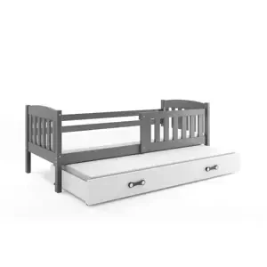 Dětská postel Kubus - 2 osoby, 80x190 s výsuvnou přístýlkou – Grafit, bílá