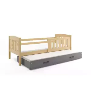Dětská postel Kubus - 2 osoby, 80x190 s výsuvnou přístýlkou – Borovice, Grafit