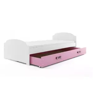 Dětská postel Lili - 1 osoba, 90x200 s úložným prostorem – Bílá, Růžová