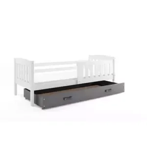 Dětská postel Kubus - 1 osoba, 80x160 s úložným prostorem – Bílá, Grafit