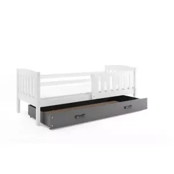 Dětská postel Kubus - 1 osoba, 90x200 s úložným prostorem – Bílá, Grafit