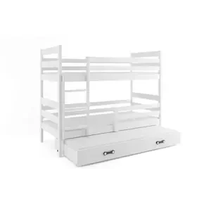 Dětská patrová postel Eryk - 3 osoby, 90x200 s výsuvnou přistýlkou – Bílá, Bílá