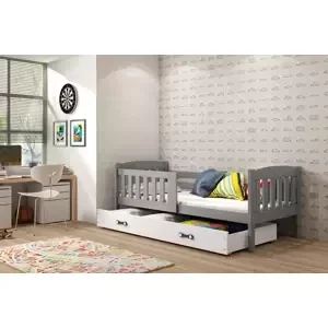 Dětská postel Kubus - 1 osoba, 80x190 s úložným prostorem – Grafit, Bílá