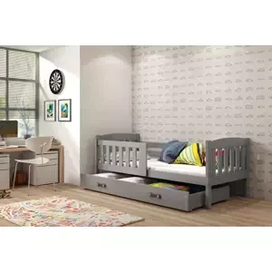 Dětská postel Kubus - 1 osoba, 90x200 s úložným prostorem – Grafit, Grafit