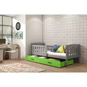 Dětská postel Kubus - 1 osoba, 80x190 s úložným prostorem – Grafit, Zelená