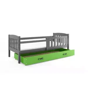 Dětská postel Kubus - 1 osoba, 90x200 s úložným prostorem – Grafit, Zelená