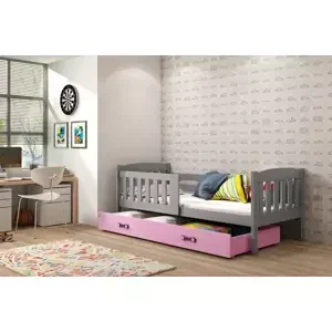 Dětská postel Kubus - 1 osoba, 80x190 s úložným prostorem – Grafit, Růžová