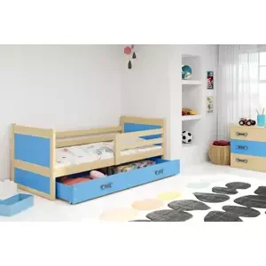 Dětská postel Rico 1 80x190, s úložným prostorem - 1 osoba - Borovice, Modrá