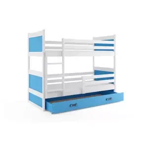 Dětská patrová postel Rico - 2 osoby, 80x160 s úložným prostorem – Bílá, Modrá