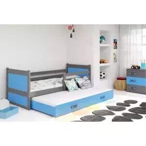 Dětská postel Rico - 2 osoby, 80x190 s výsuvnou přistýlkou – Grafit, Modrá