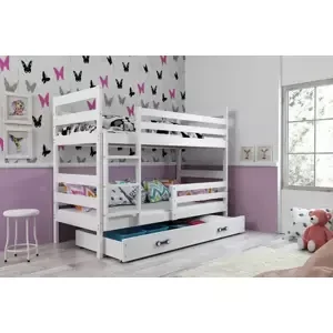Dětská patrová postel Eryk - 2 osoby, 90x200 s úložným prostorem – Bílá, Bílá