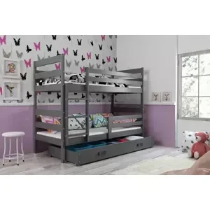 Dětská patrová postel Eryk - 2 osoby, 90x200 s úložným prostorem – Grafitová, Grafit