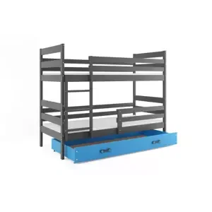 Dětská patrová postel Eryk - 2 osoby, 80x160 s úložným prostorem – Grafitová, Modrá