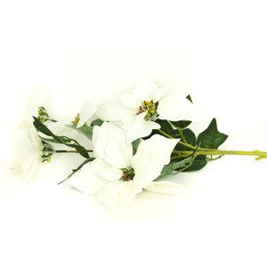 Květina umělá. Vánoční růže, poinsécie 5 květů , barva bílá VK-1238