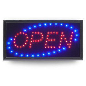 LED tabule Securit LED SIGNS "OPEN" s plastovým rámem