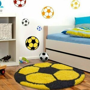 Dětský koberec Fun shaggy 6001 yellow (Varianta: kulatý 100 cm průměr)