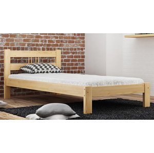 Dřevěná postel Nikola 90x200 + rošt ZDARMA (Barva dřeva: Borovice)