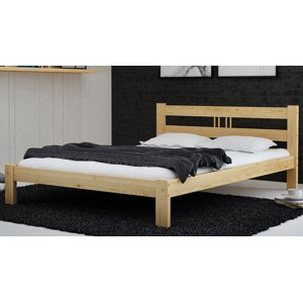 Dřevěná postel Nikola 140x200 + rošt ZDARMA (Barva dřeva: Borovice)