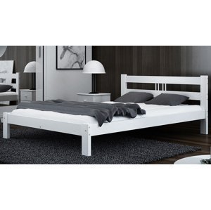 Dřevěná postel Nikola 160x200 + rošt ZDARMA (Barva dřeva: Bílá)