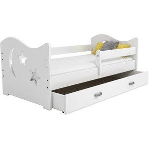 Dětská postel Miki 80x160 B1, bílá/bílá + rošt, matrace, úložný prostor