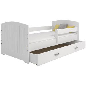 Dětská postel Miki 80x160 B5, bílá/bílá + rošt, matrace, úložný prostor