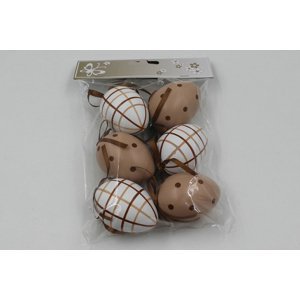 Vajíčko plastové béžové 6 cm, dekorační na zavěšení, cena za sadu 6 kusů VEL5024