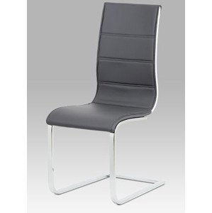 Jídelní židle, šedá koženka, bílý lesk, chrom WE-5030 GREY