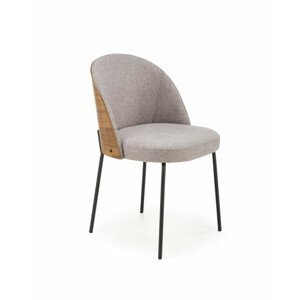 Kovová židle K451, šedá / světlý ořech