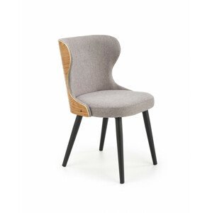 Kovová židle K452, šedá / přírodní dub