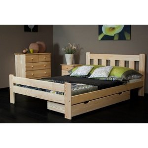 Dřevěná postel Greta 140x200 + rošt ZDARMA - borovice