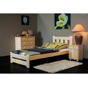 Dřevěná postel Mila 90x200 + rošt ZDARMA - borovice