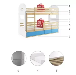 Dětská postel Domi 1 80x160 - 1 osoba, úložný šuplík – Grafit, Růžová, Bílá