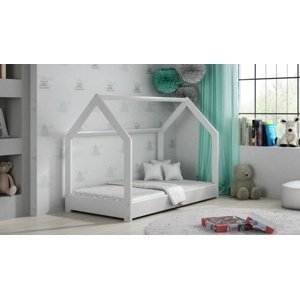Dětská postel Domek 80x160 cm D1 + rošt ZDARMA - bílá