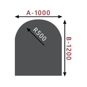 Sklo pod kamna - FLAMINGO Oblouk 1000x1200 mm / R500 / 6 mm